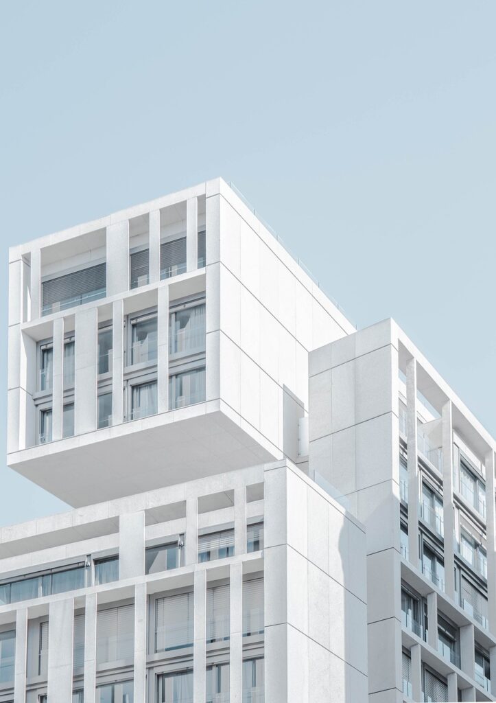 visuel bâtiments moderne fond bleu
